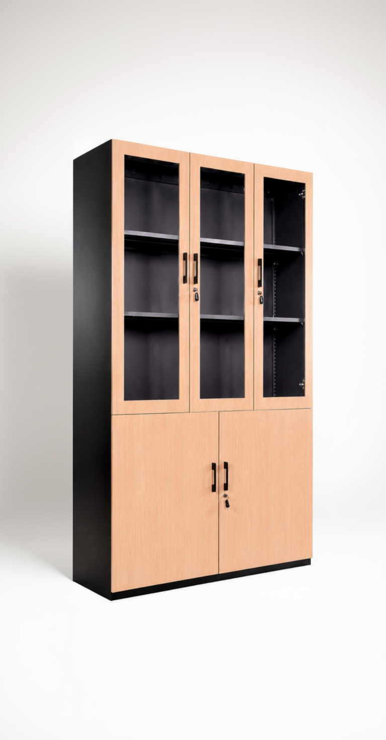 Modern Office Storage Cabinet with Glass Doors